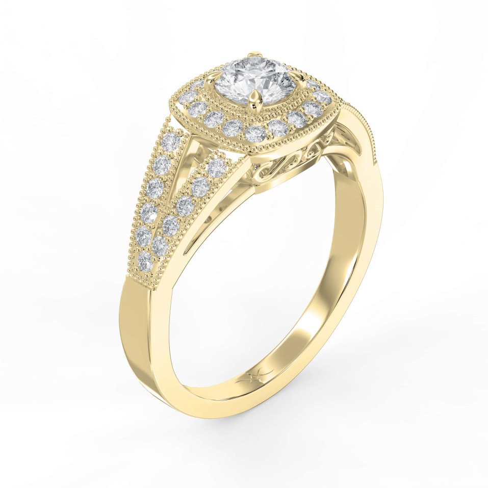 Center Round Diamond Shape Heritage Ring – Side Stone Round Shape | Lab-Grown Diamond