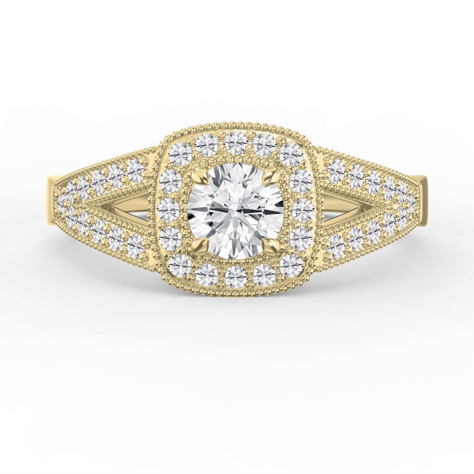 Center Round Diamond Shape Heritage Ring – Side Stone Round Shape | Lab-Grown Diamond