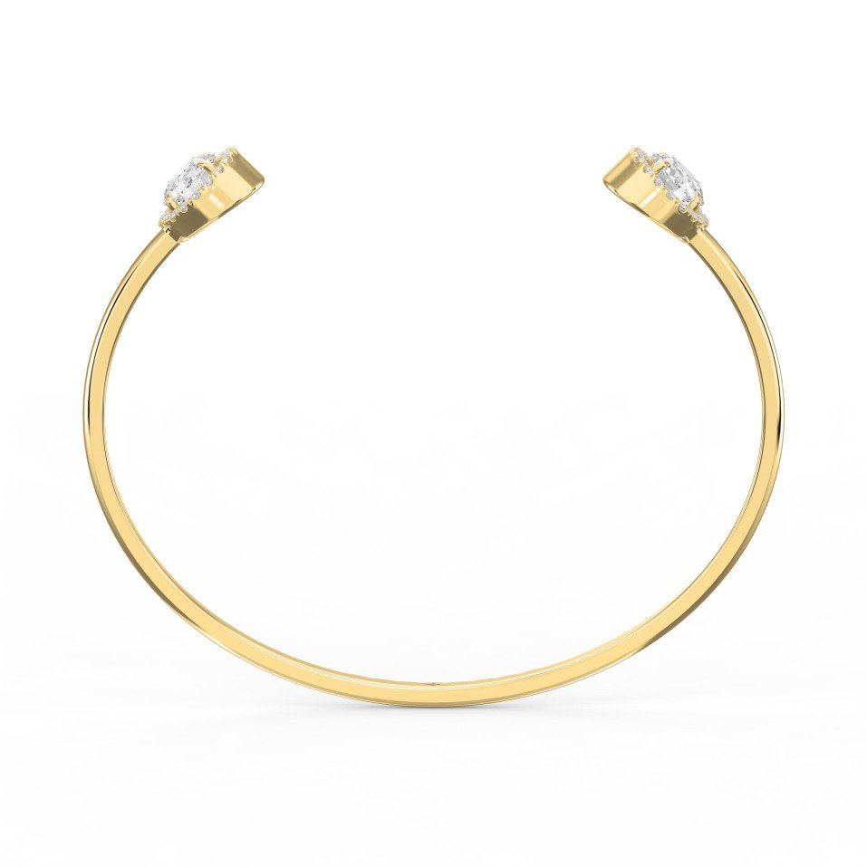 Elegant Open Cuff Bracelet with Round Halo Diamonds – Lab-Grown Diamond