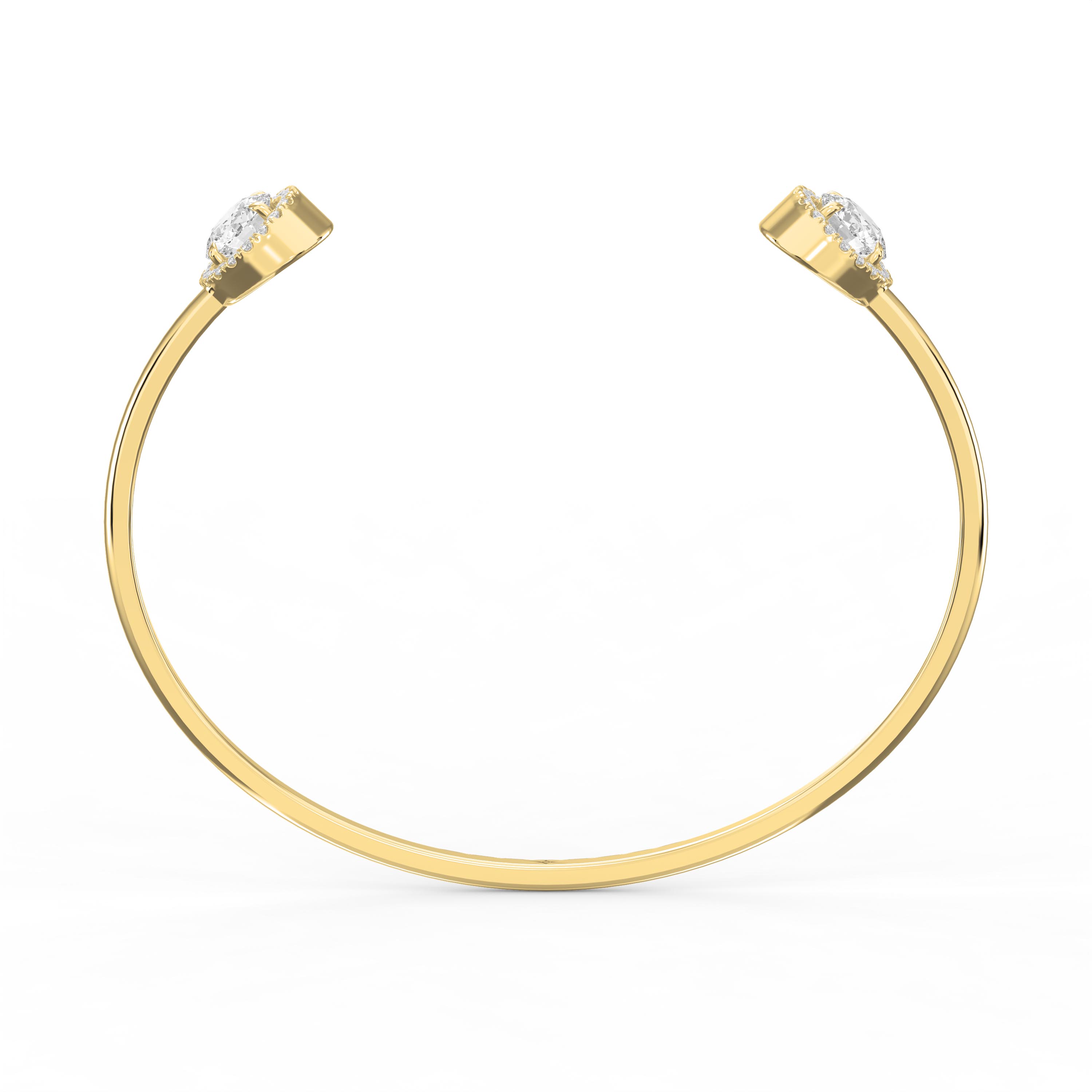 Elegant Open Cuff Bracelet with Round Halo Diamonds – Lab-Grown Diamond
