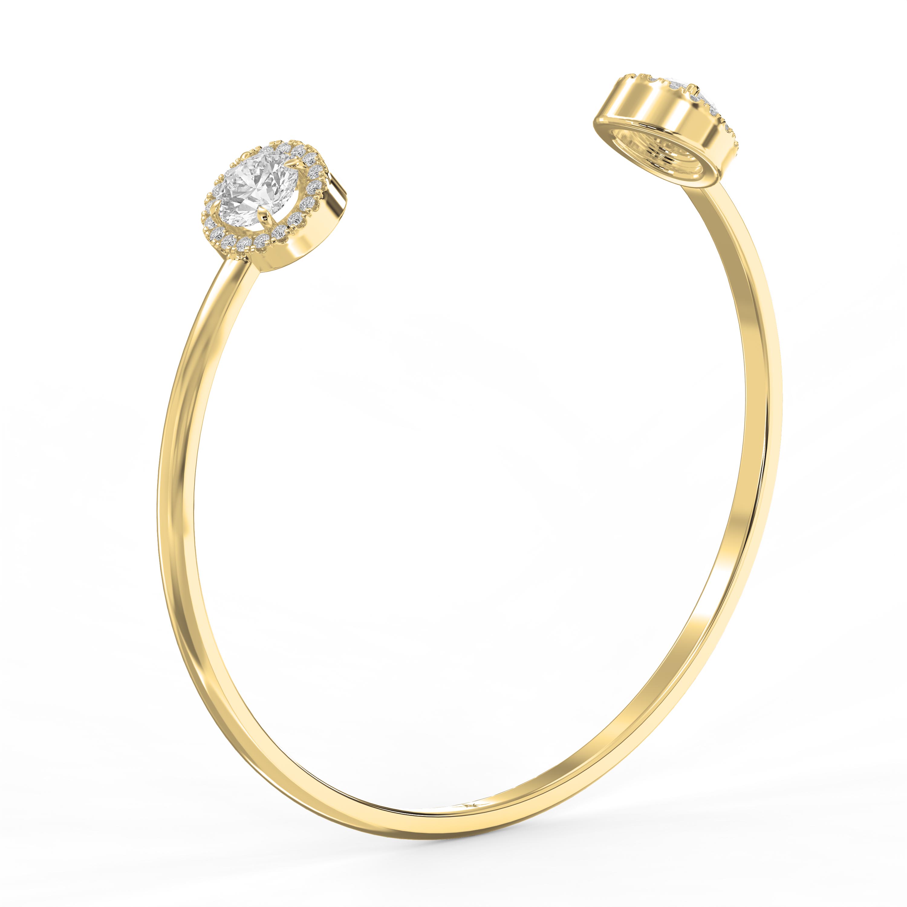 Elegant Open Cuff Bracelet with Round Halo Diamonds – Lab-Grown Diamond
