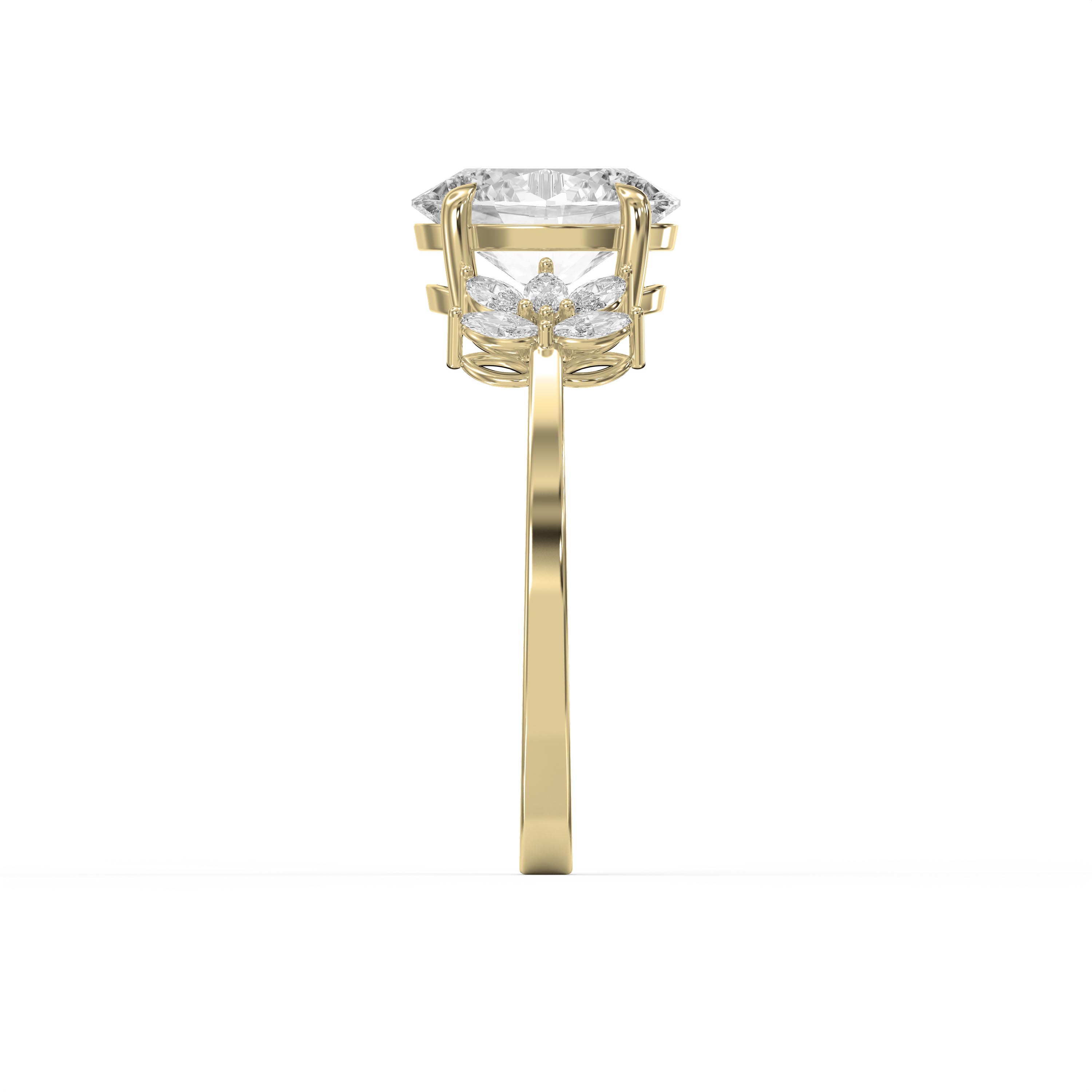 Floral Marquise Cluster Oval Diamond Engagement Ring | Lab- Grown & Platinum