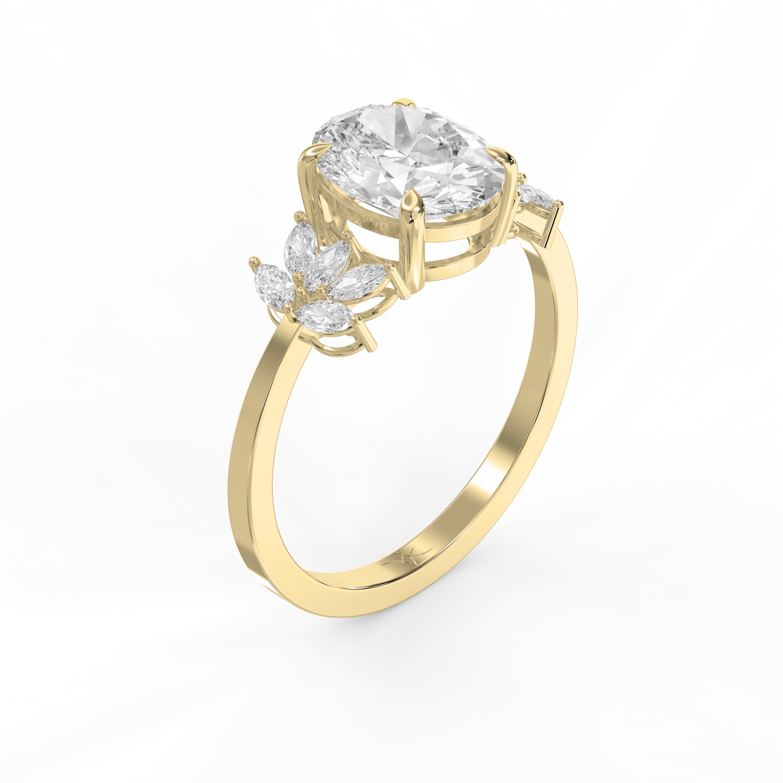 Floral Marquise Cluster Oval Diamond Engagement Ring | Lab- Grown & Platinum