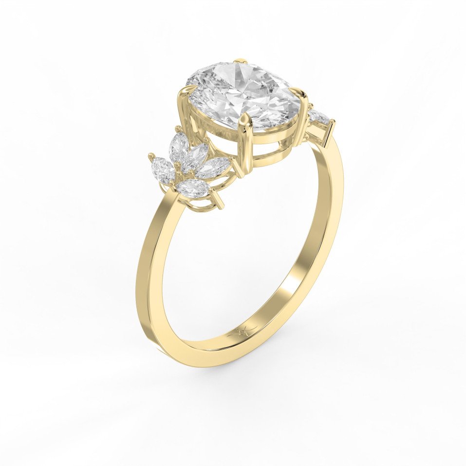 Floral Marquise Cluster Oval Diamond Engagement Ring | Lab- Grown & Platinum
