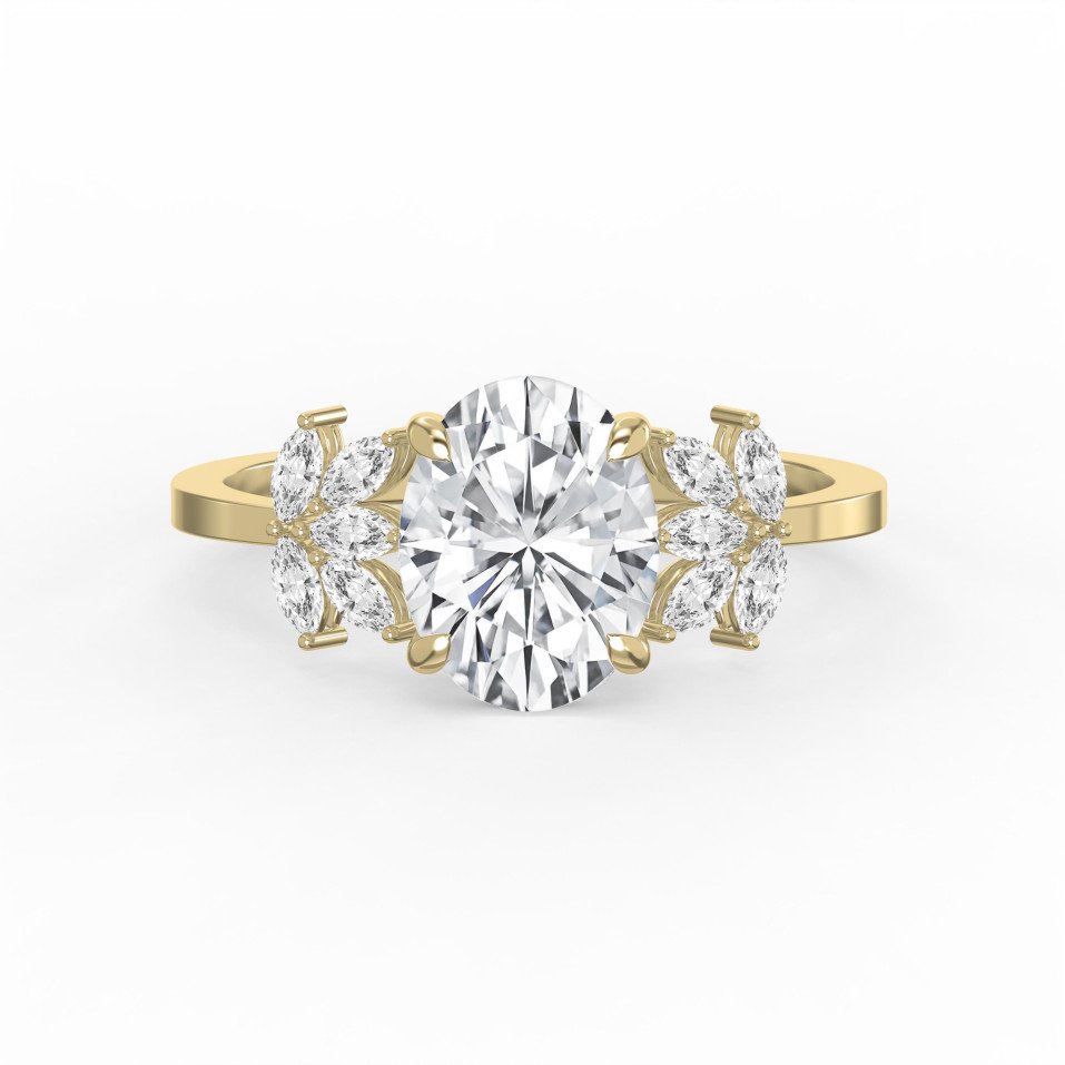 Floral Marquise Cluster Oval Diamond Engagement Ring | Lab- Grown & Platinum
