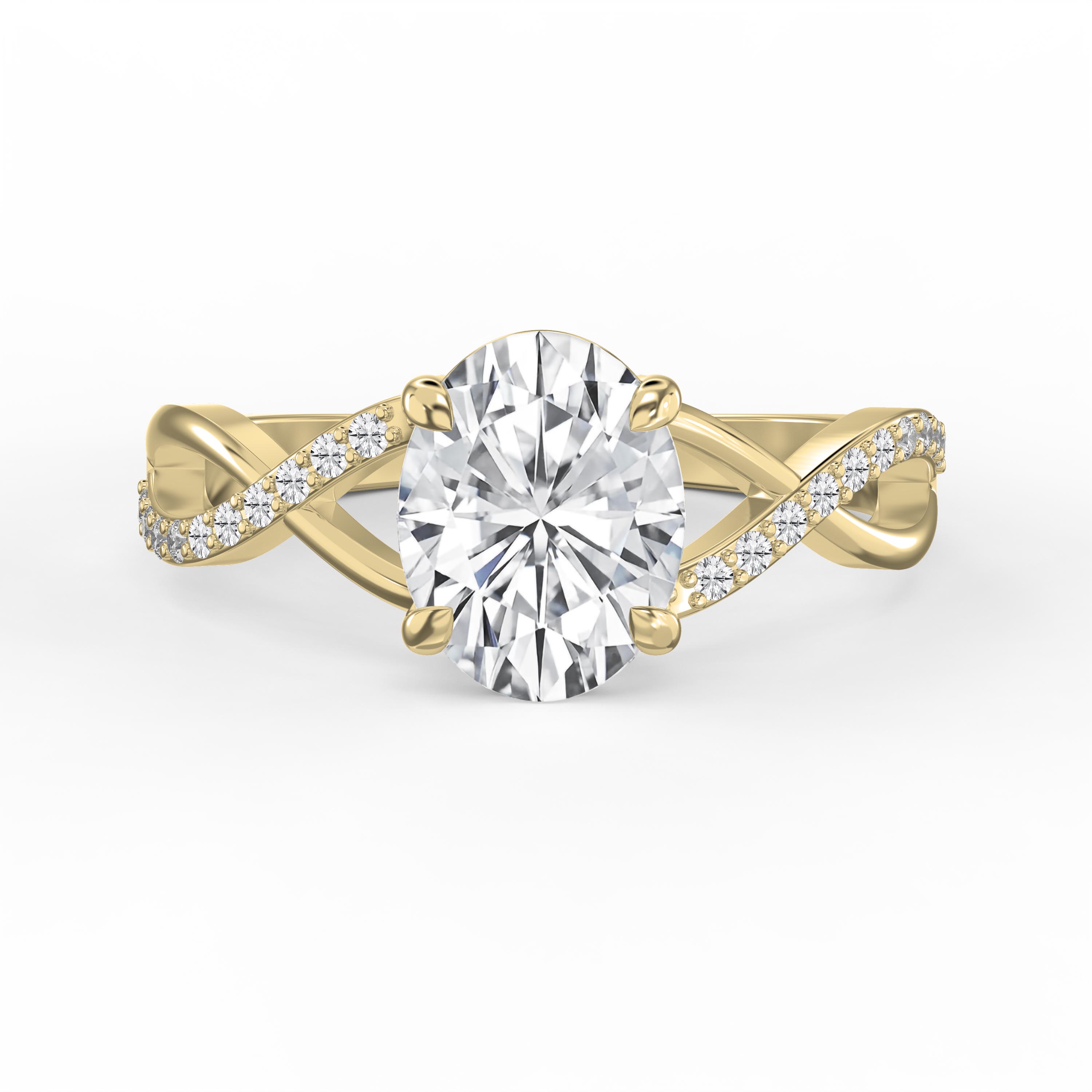 Split Shank Twist Ring center Diamond customizable -lab Grown & Natural Diamond