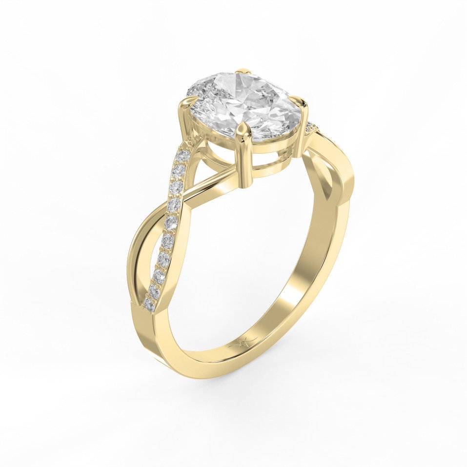 Split Shank Twist Ring center Diamond customizable -lab Grown & Natural Diamond
