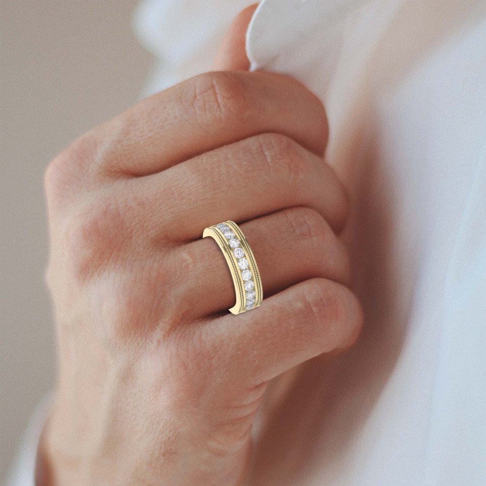 Men’s Half Eternity Handmade Band – Lab Grown & Natural Diamonds