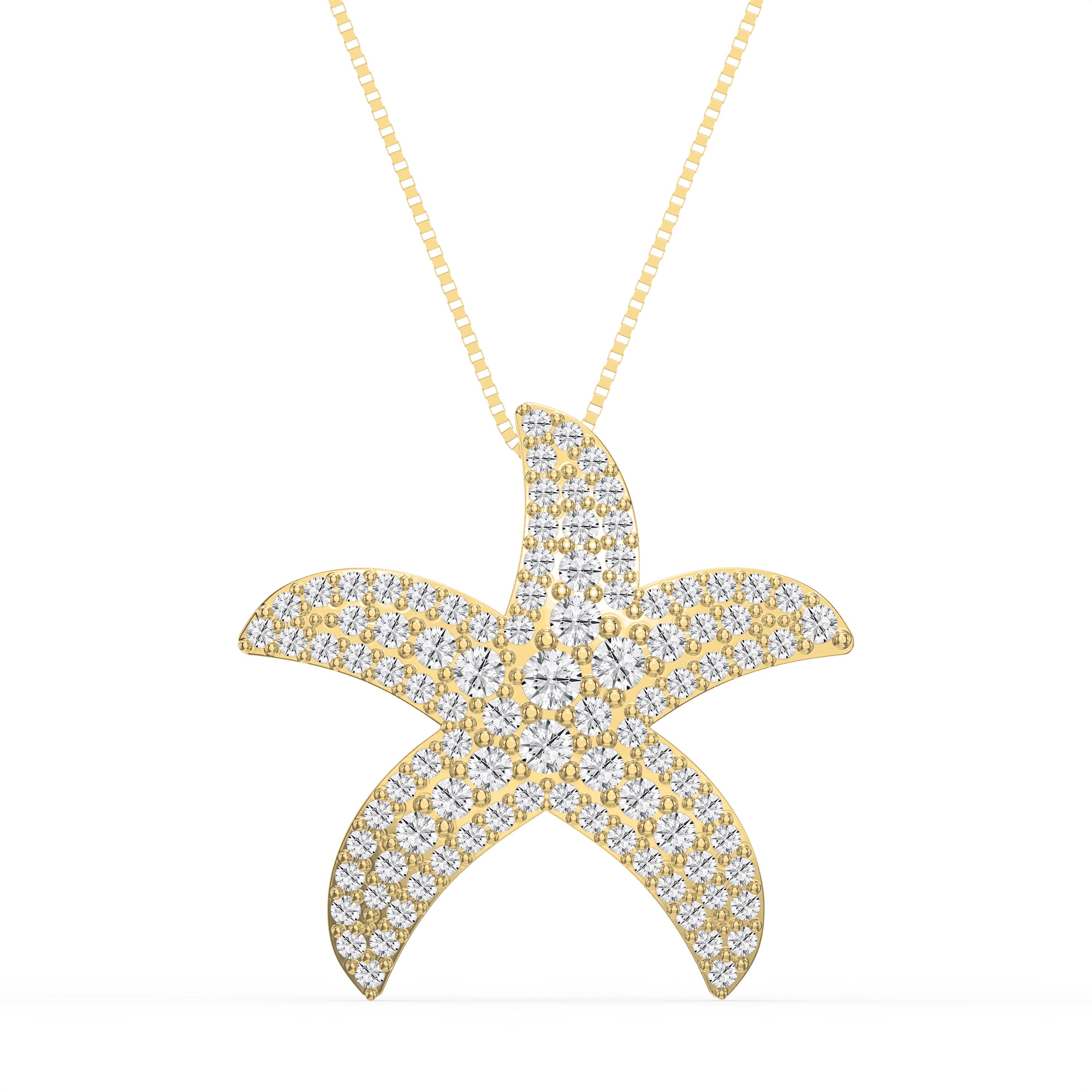 Round Diamond Celestial Starfish Pendant | Lab - Grown & Natural Diamond Jewelry - Valam Design