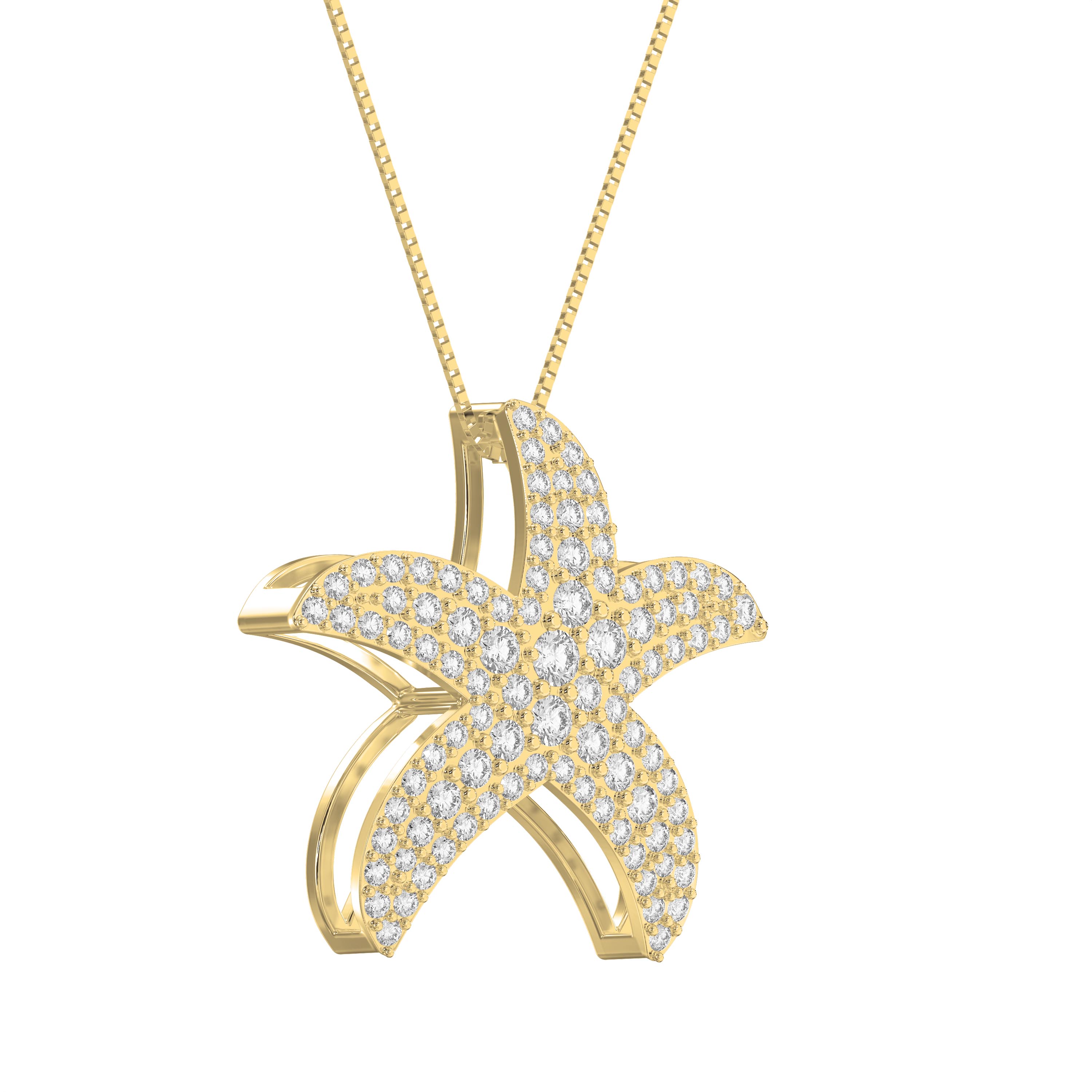 Round Diamond Celestial Starfish Pendant | Lab - Grown & Natural Diamond Jewelry - Valam Design