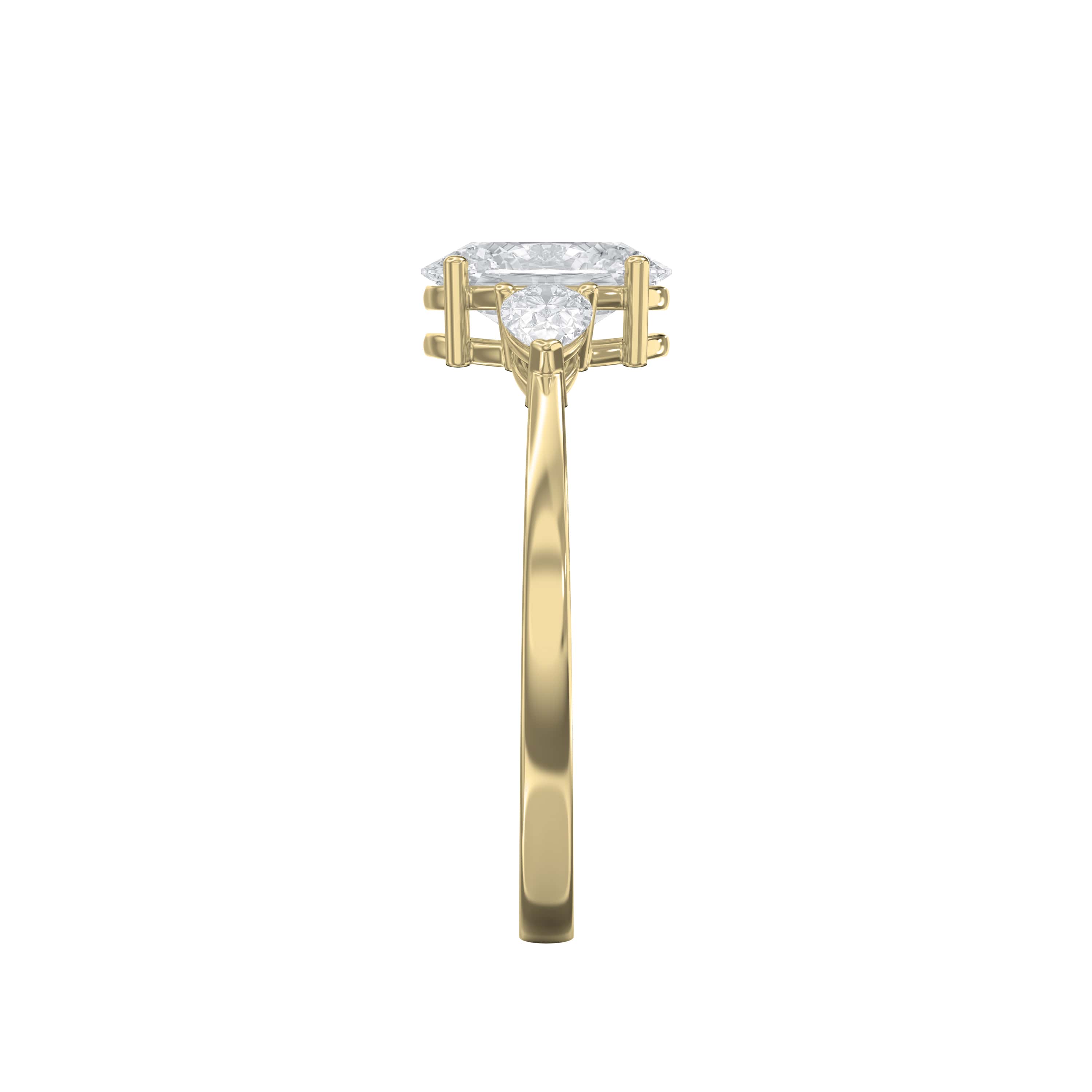 Three-Stone Diamond Ring with Oval Center & Pear Side Stones