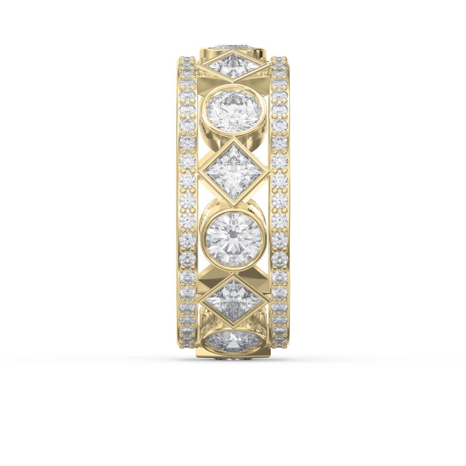 Multi-Stone Eternity Ring with Round & Princess Cut Diamonds – Lab Grown & Natural
