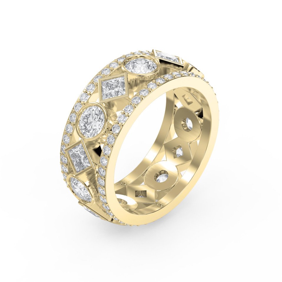Multi-Stone Eternity Ring with Round & Princess Cut Diamonds – Lab Grown & Natural