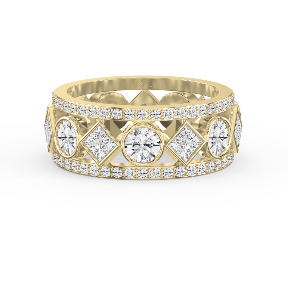 Multi-Stone Eternity Ring with Round & Princess Cut Diamonds – Lab Grown & Natural