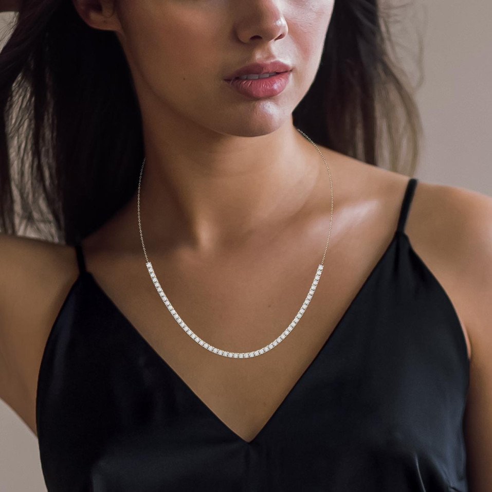 12.75 Carat Round Diamond Tennis Necklace – 0.25 Pointer Stones | Lab-Grown