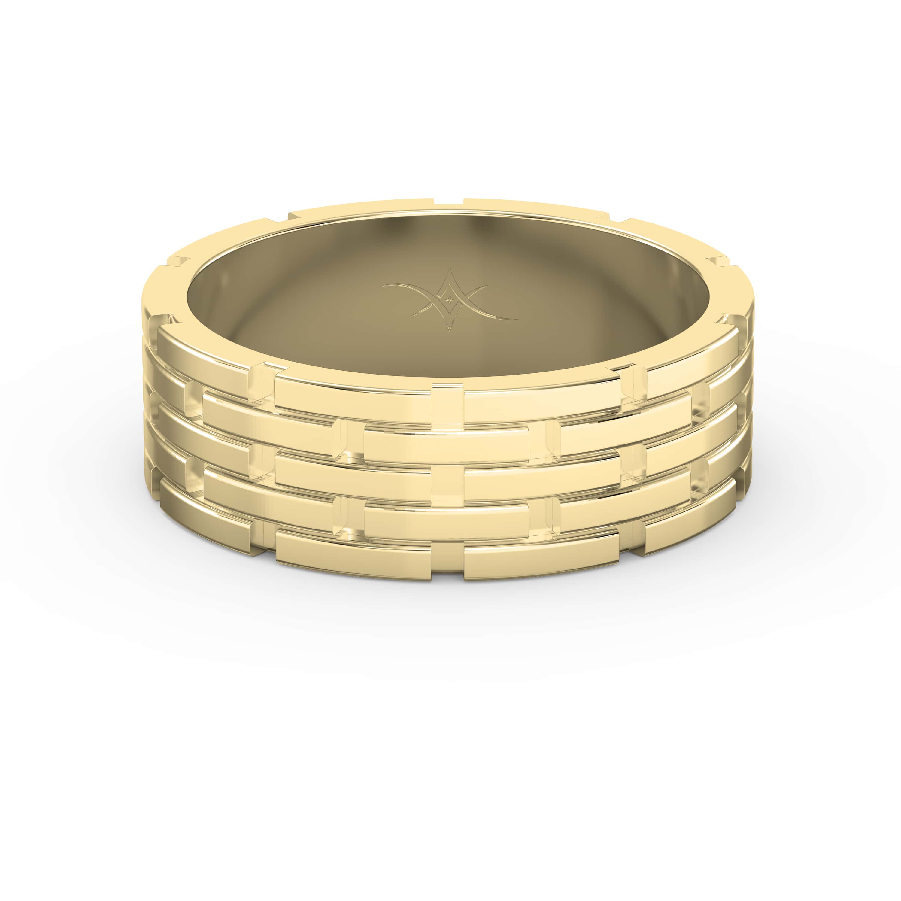 Architectural Linked Wedding Ring – Solid Gold for Men