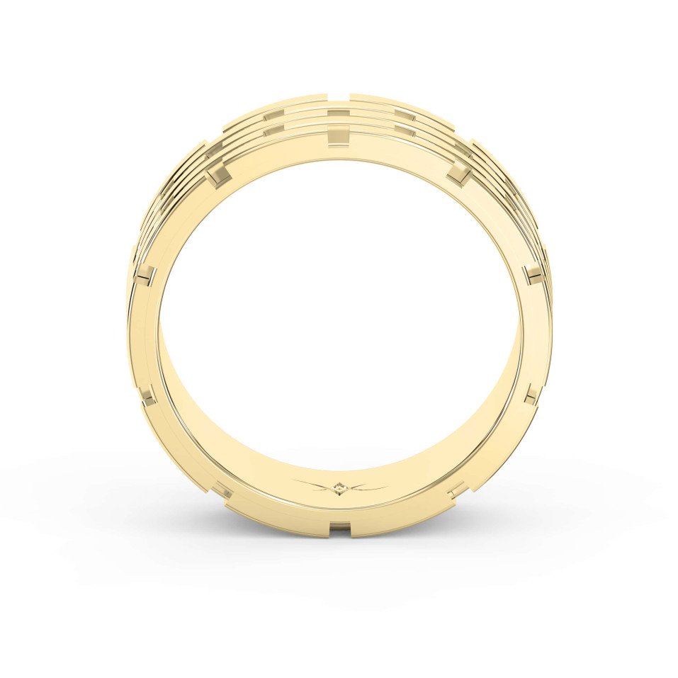 Architectural Linked Wedding Ring – Solid Gold for Men