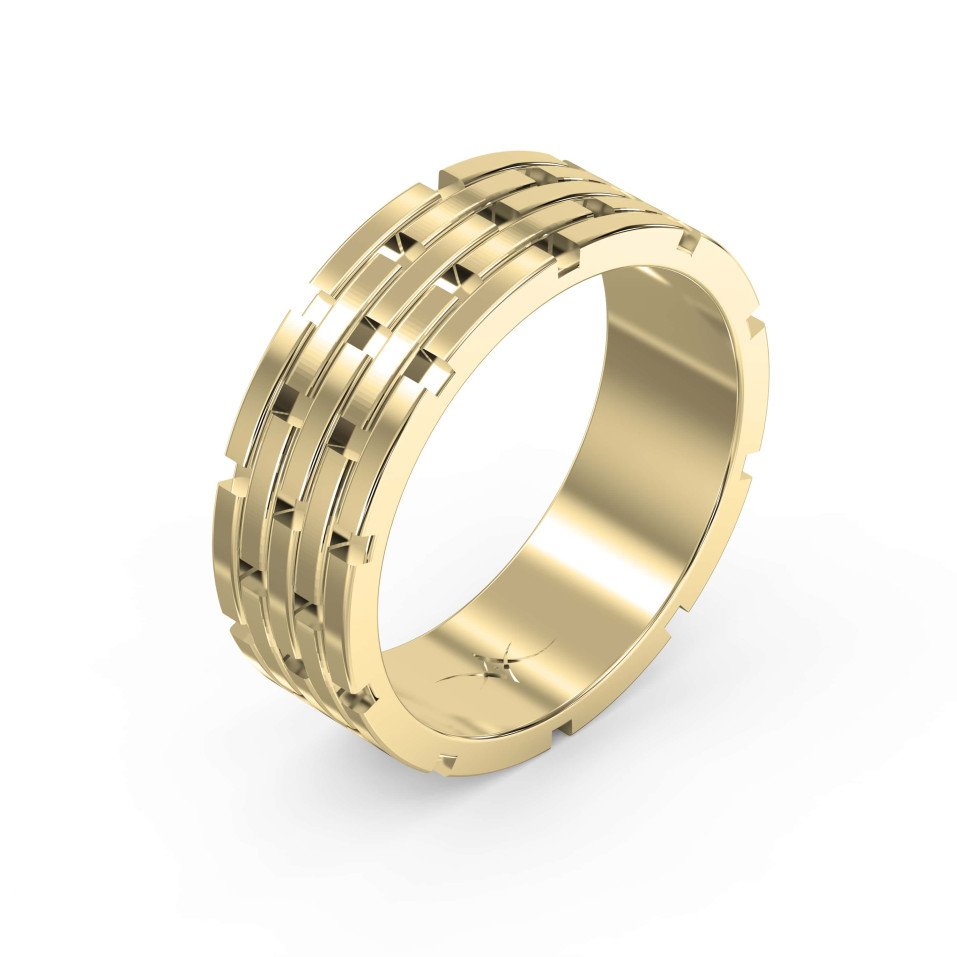 Architectural Linked Wedding Ring – Solid Gold for Men