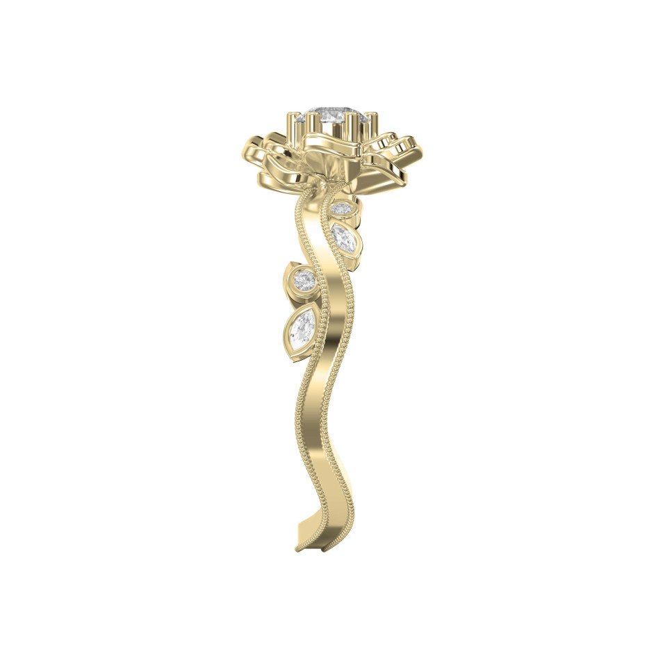 Custom Floral-Inspired Diamond Ring – Round or Square Center Diamond