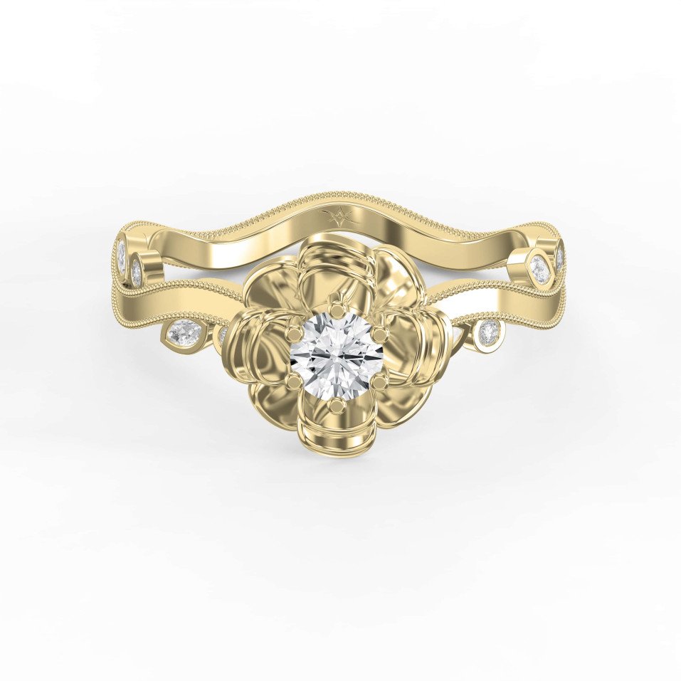Custom Floral-Inspired Diamond Ring – Round or Square Center Diamond