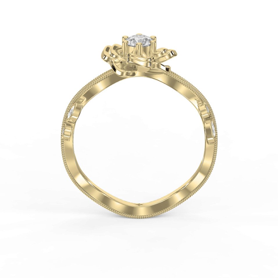Custom Floral-Inspired Diamond Ring – Round or Square Center Diamond