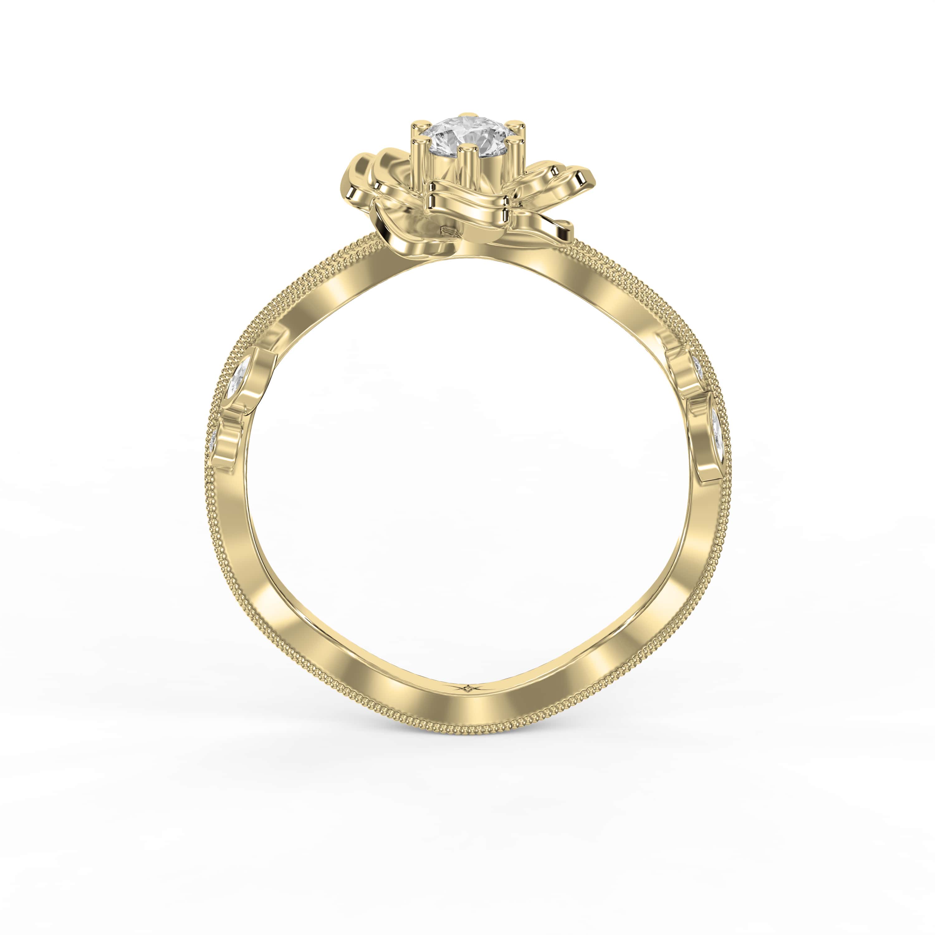 Custom Floral-Inspired Diamond Ring – Round or Square Center Diamond