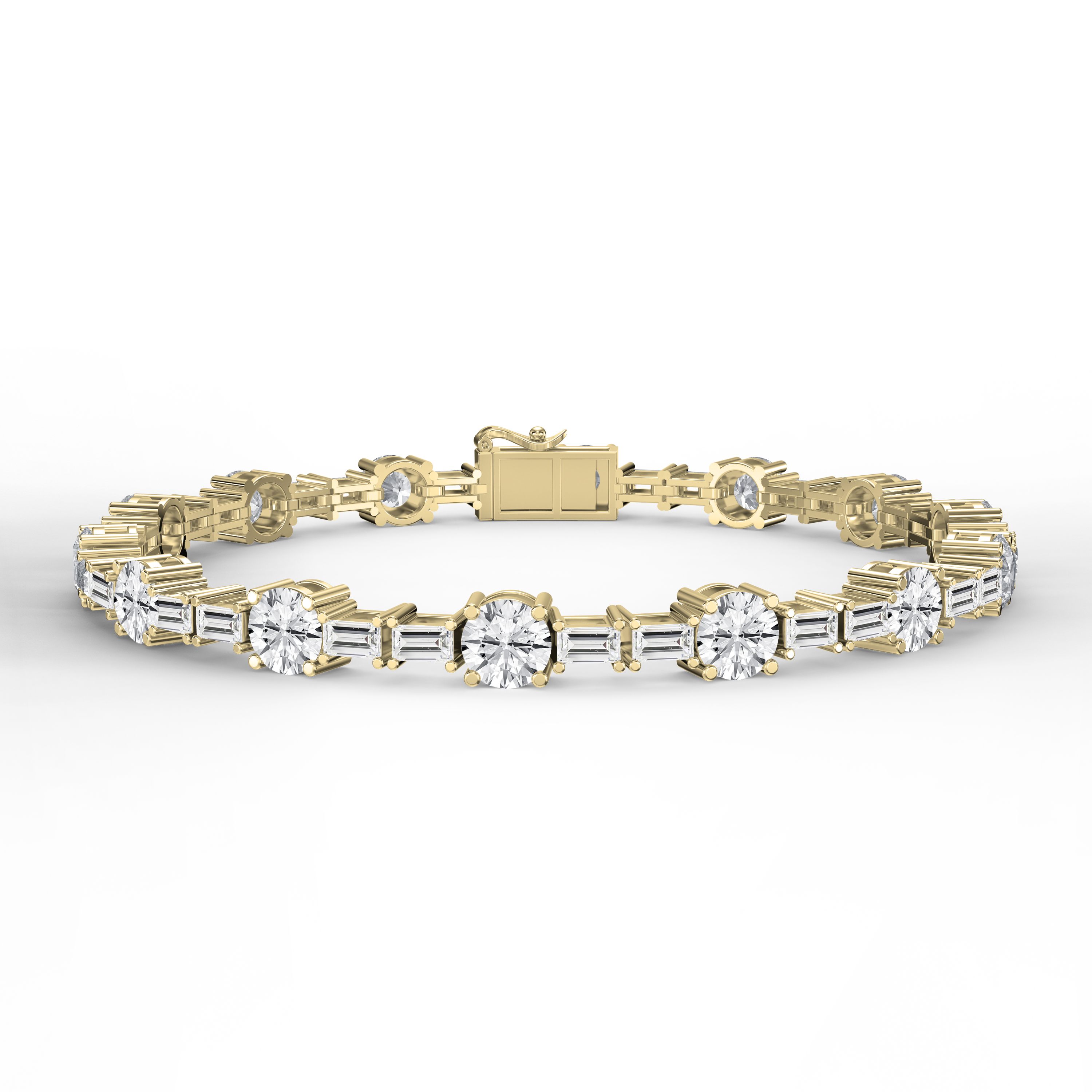 Round & Baguette Diamond Tennis Bracelet – Elegant Luxury Jewelry