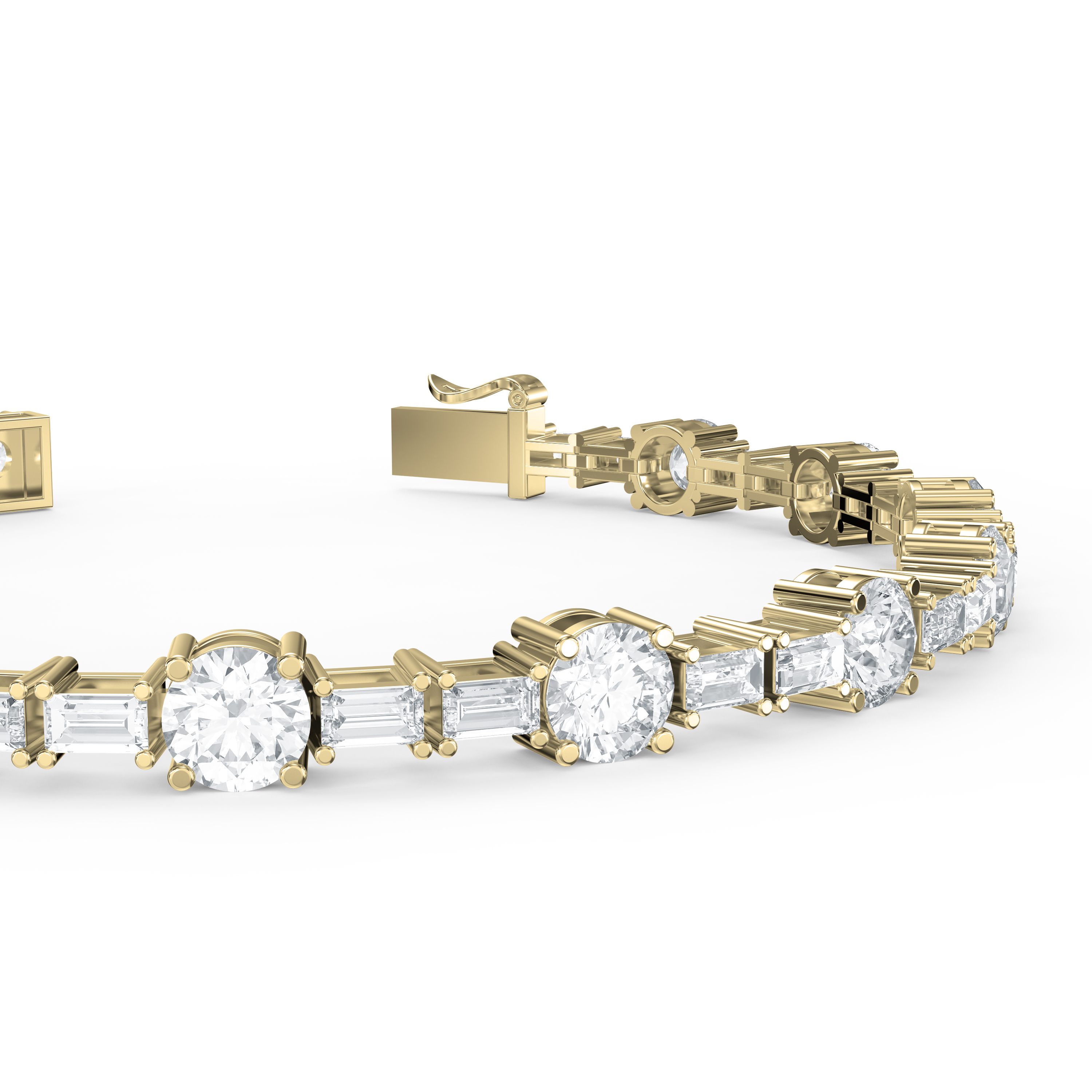 Round & Baguette Diamond Tennis Bracelet – Elegant Luxury Jewelry