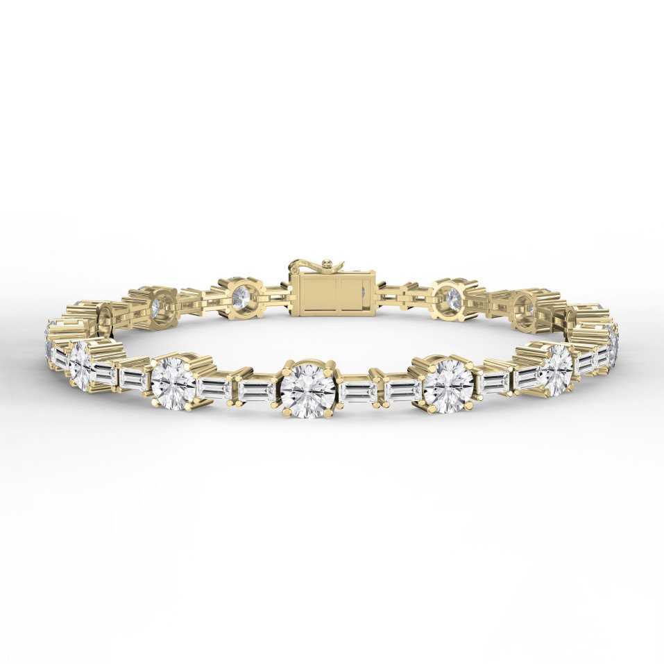Round & Baguette Diamond Tennis Bracelet – Elegant Luxury Jewelry