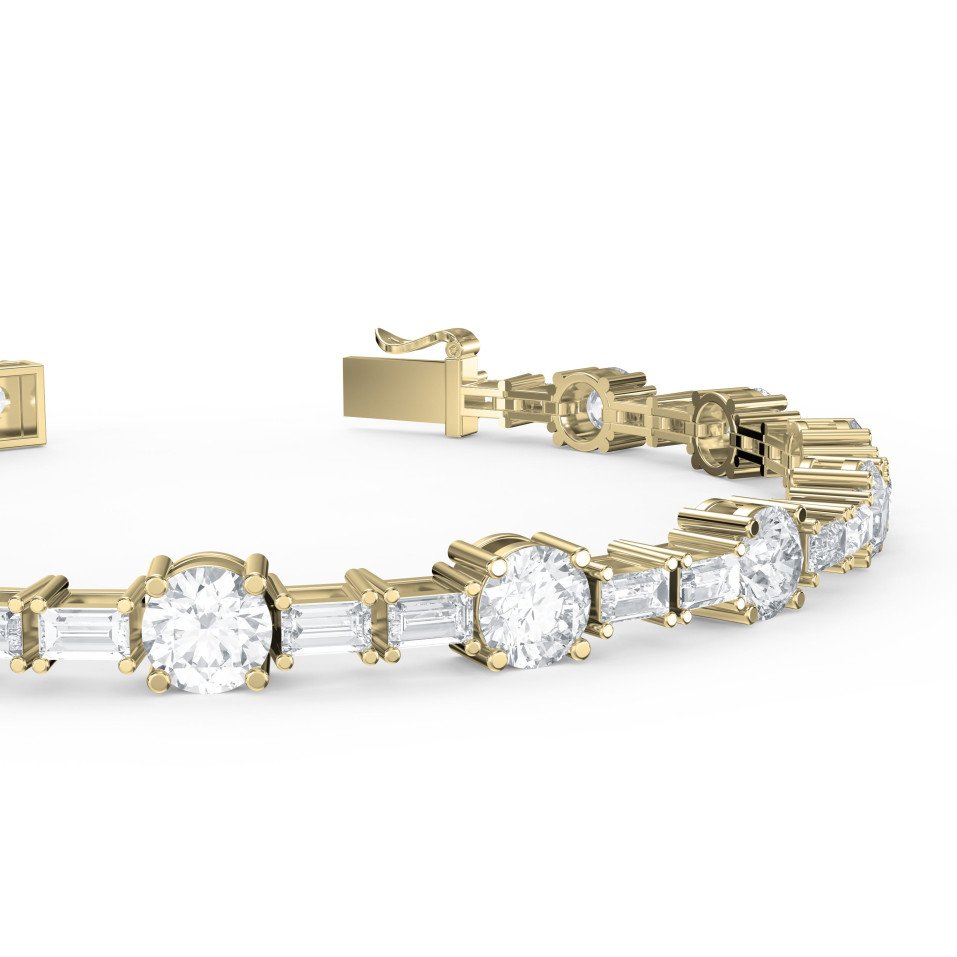 Round & Baguette Diamond Tennis Bracelet – Elegant Luxury Jewelry