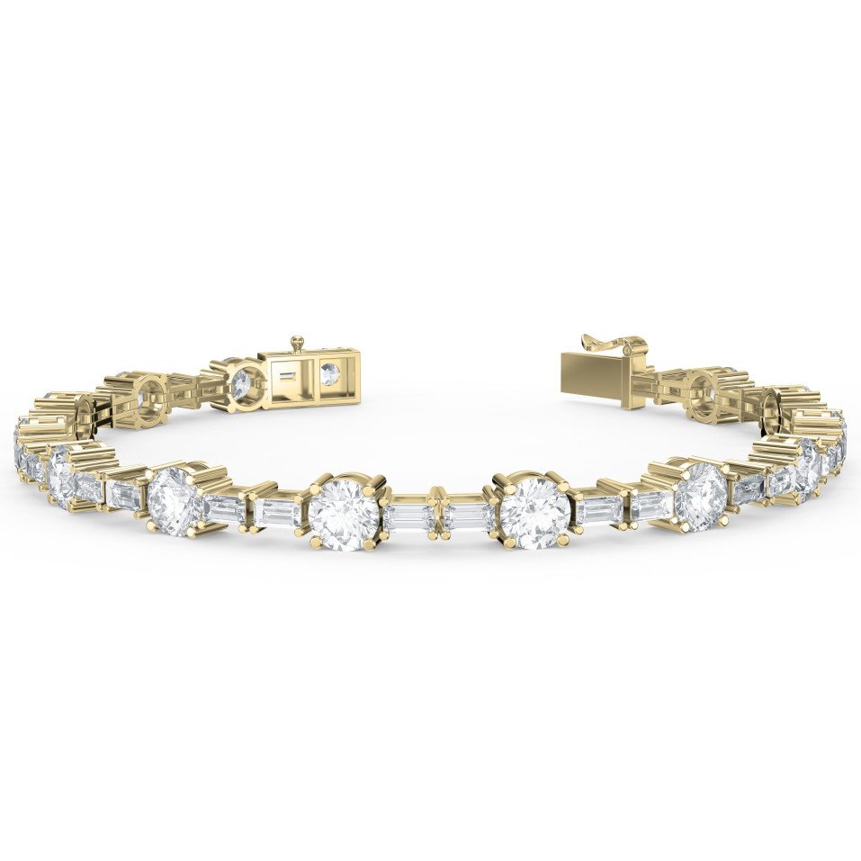 Round & Baguette Diamond Tennis Bracelet – Elegant Luxury Jewelry