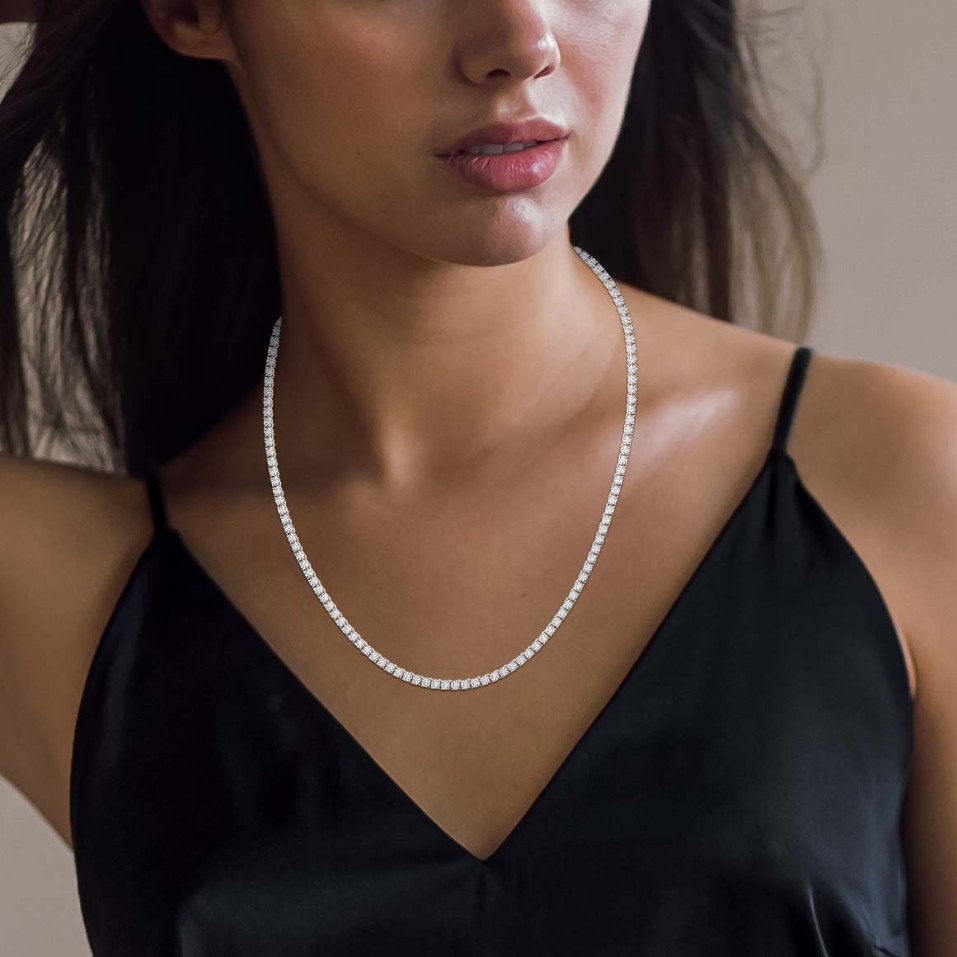 24.5 Carat Round Diamond Tennis Necklace – 0.25 Pointer | Lab-Grown