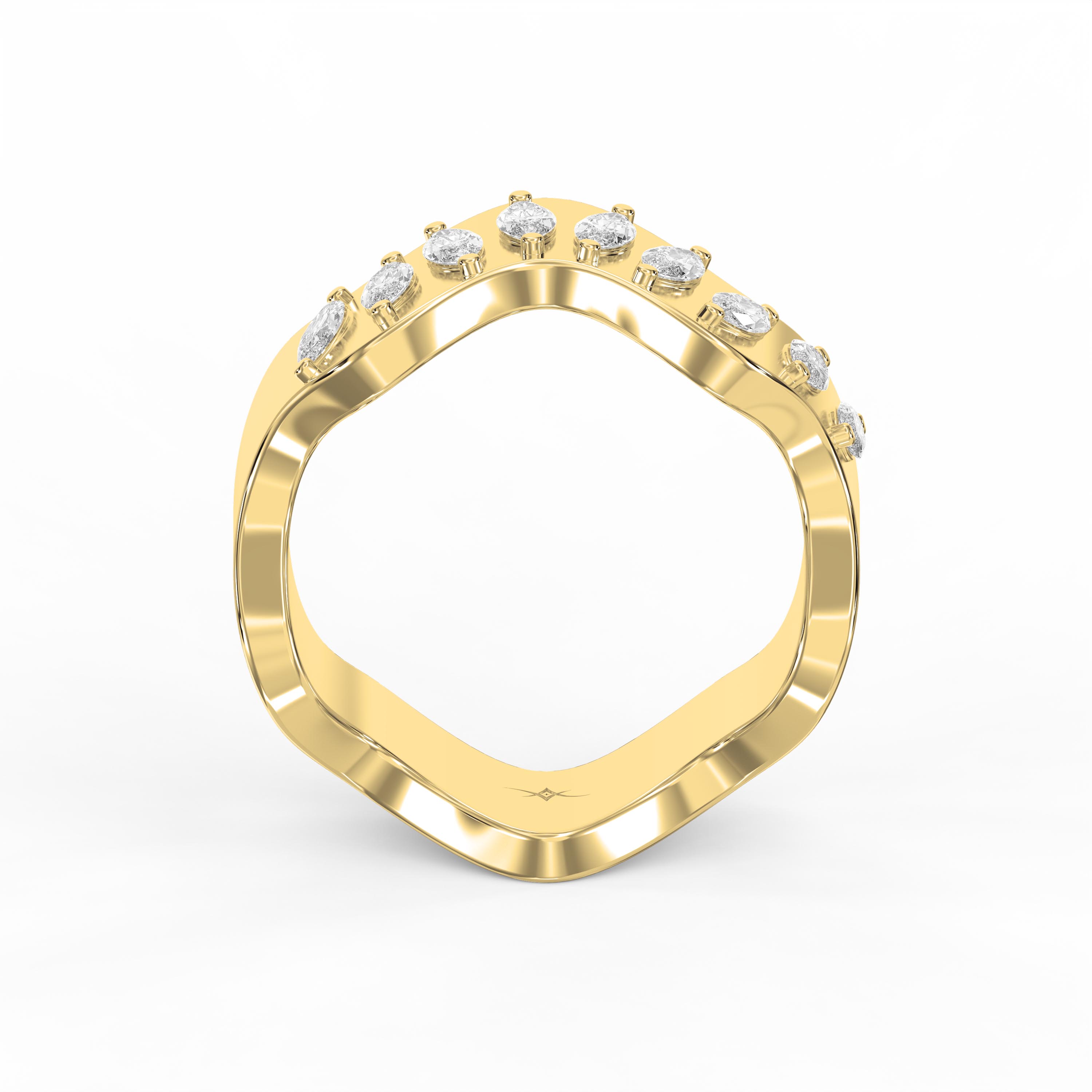 Curved Diamond Band with Marquise Cut – Unique Statement Ring | Lab-Grown & Natural Diamond Jewelry – Valam Design