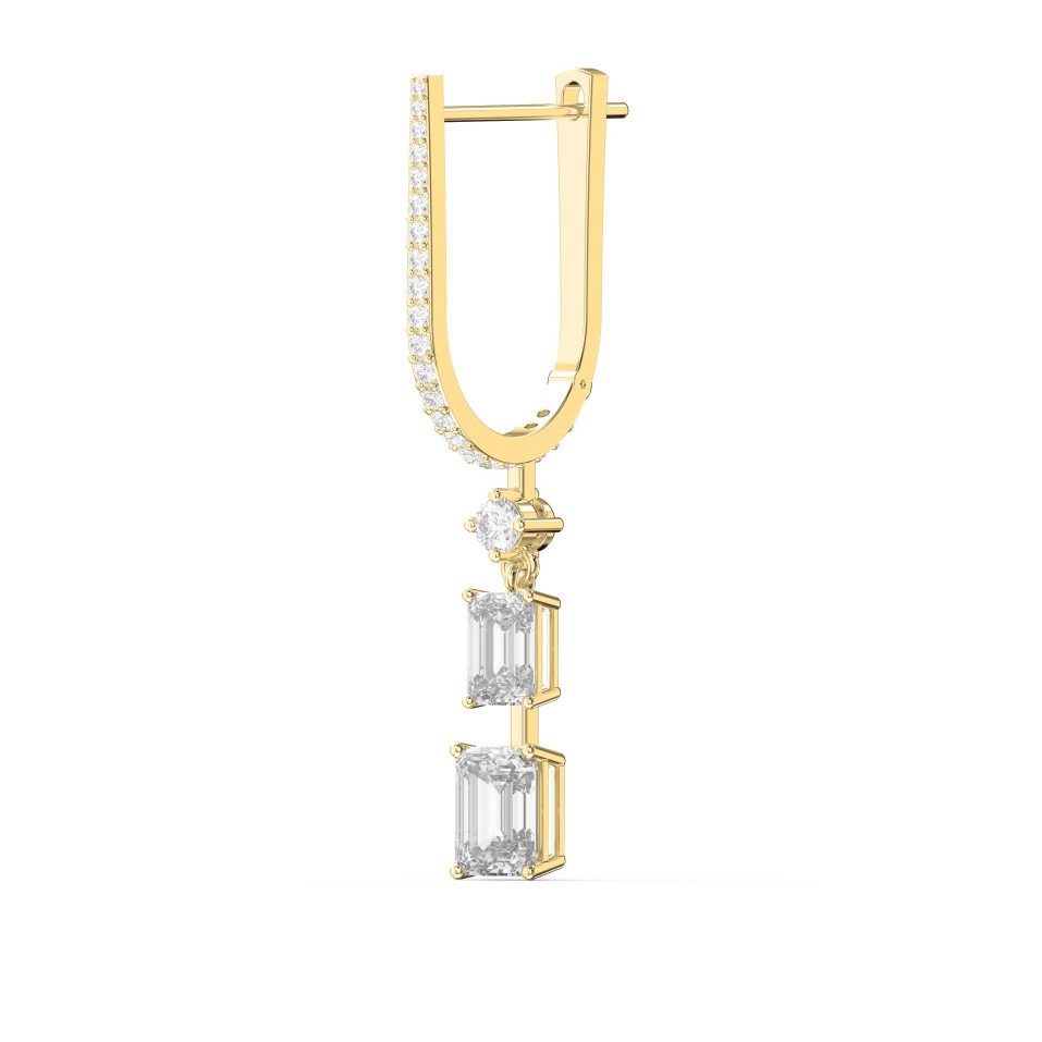Hoop-Inspired Drop Earrings with Emerald Cut Diamonds – Elegant Dangle Jewelry
