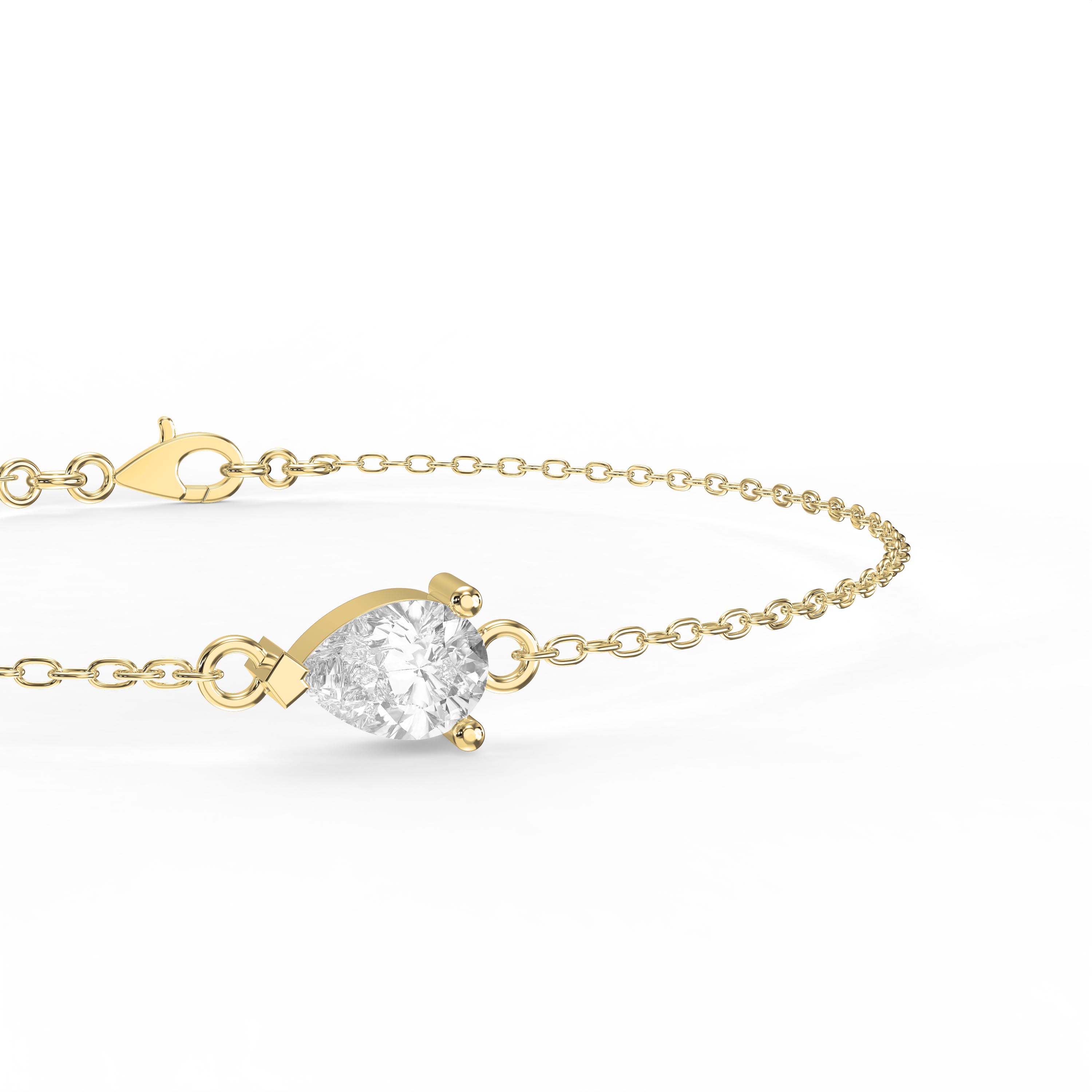 Pear Diamond Solitaire Chain Bracelet | Lab - Grown & Natural Diamond Jewelry - Valam Design
