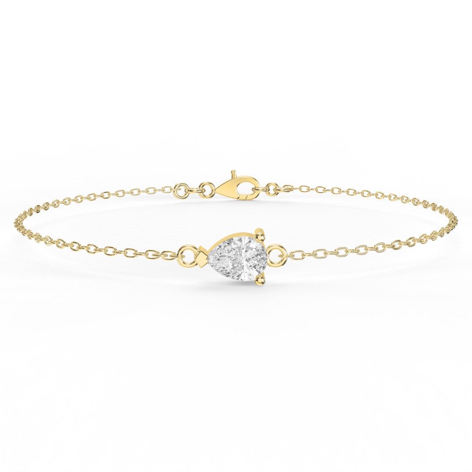 Pear Diamond Solitaire Chain Bracelet | Lab - Grown & Natural Diamond Jewelry - Valam Design