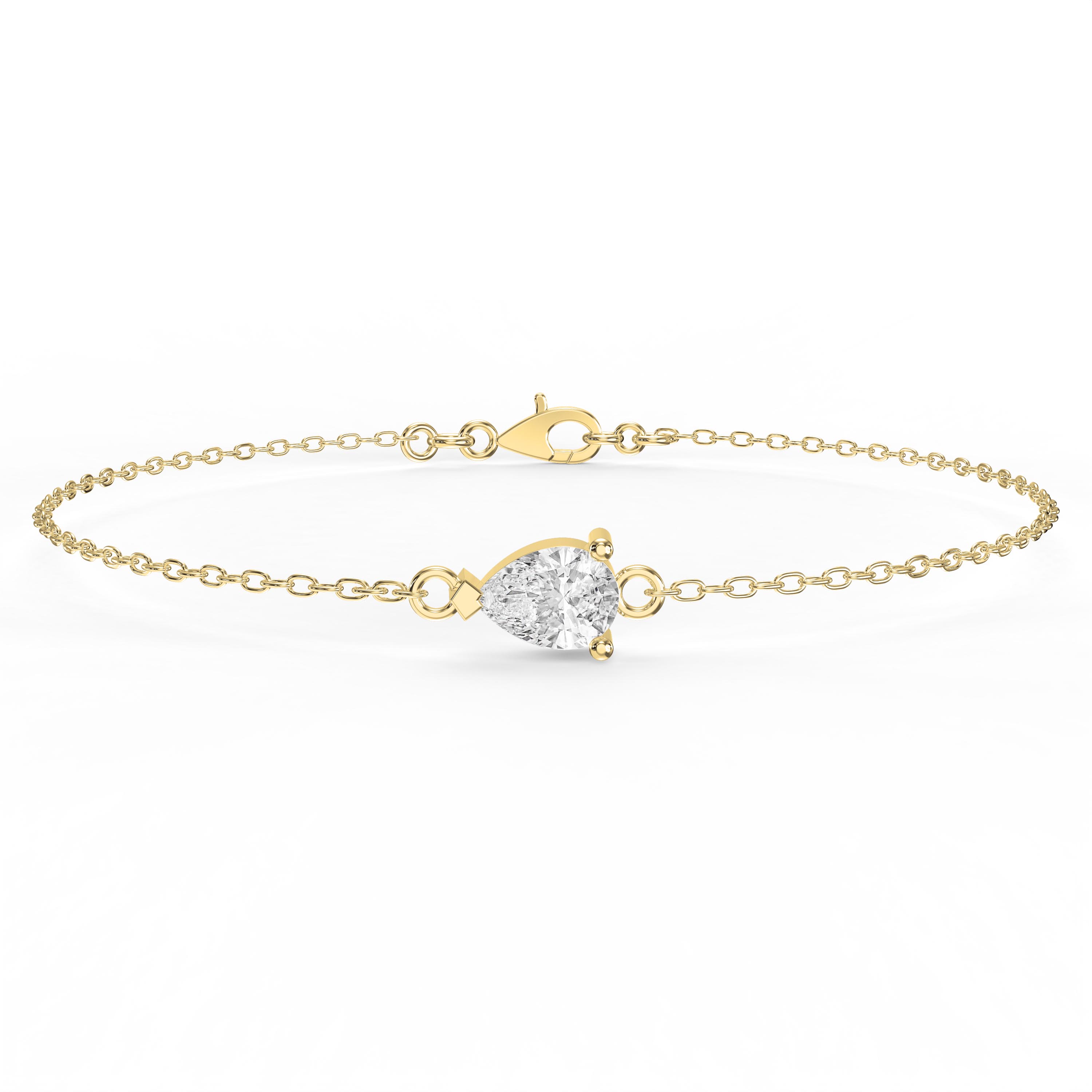 Pear Diamond Solitaire Chain Bracelet | Lab - Grown & Natural Diamond Jewelry - Valam Design
