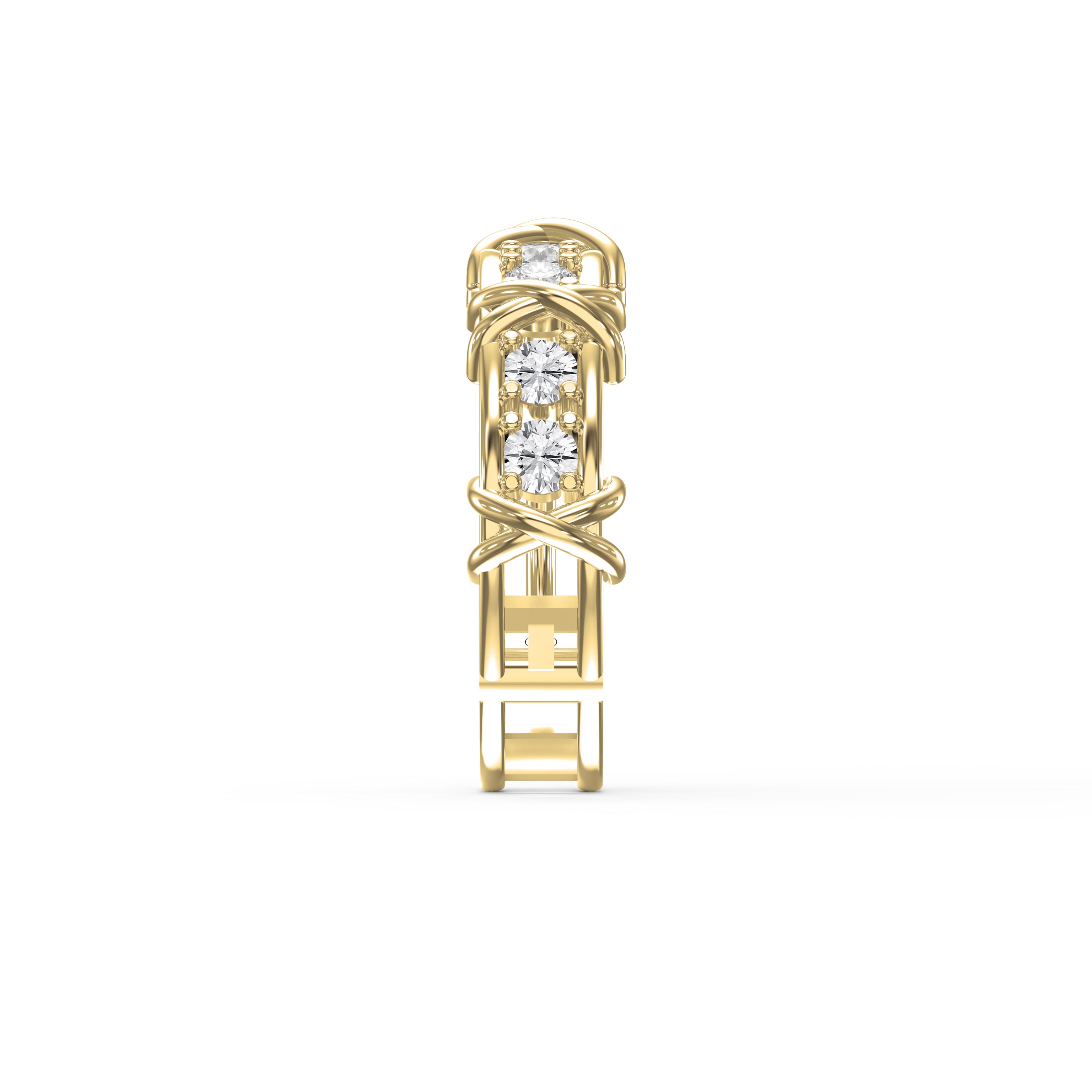 Diamond Hoop Earrings with Crisscross Detailing – Modern Luxury Jewelry | Lab-Grown & Natural