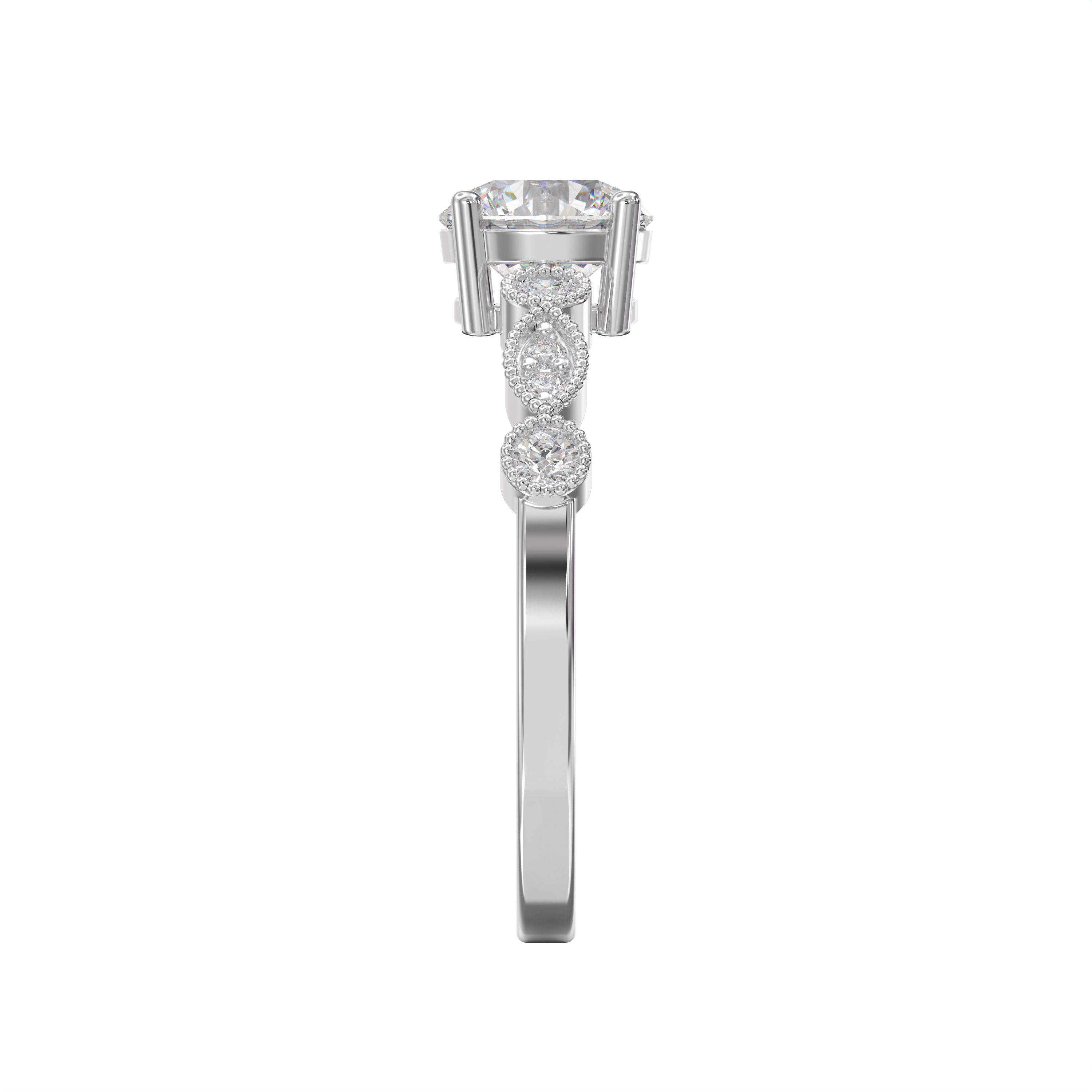 Vintage-Inspired Diamond Engagement Ring with Milgrain Side Details – Available in 10 Brilliant Cuts – Lab-Grown & Natural Options