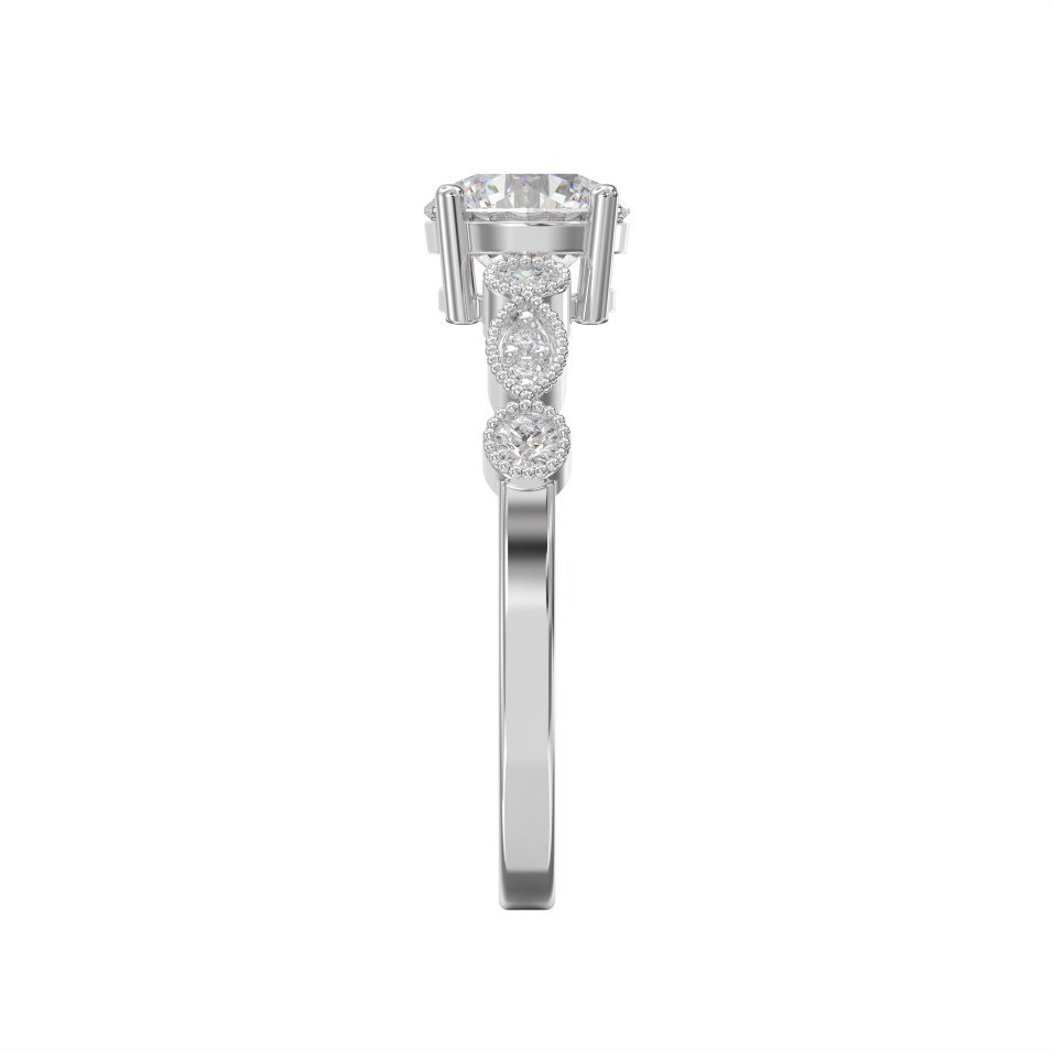 Vintage-Inspired Diamond Engagement Ring with Milgrain Side Details – Available in 10 Brilliant Cuts – Lab-Grown & Natural Options
