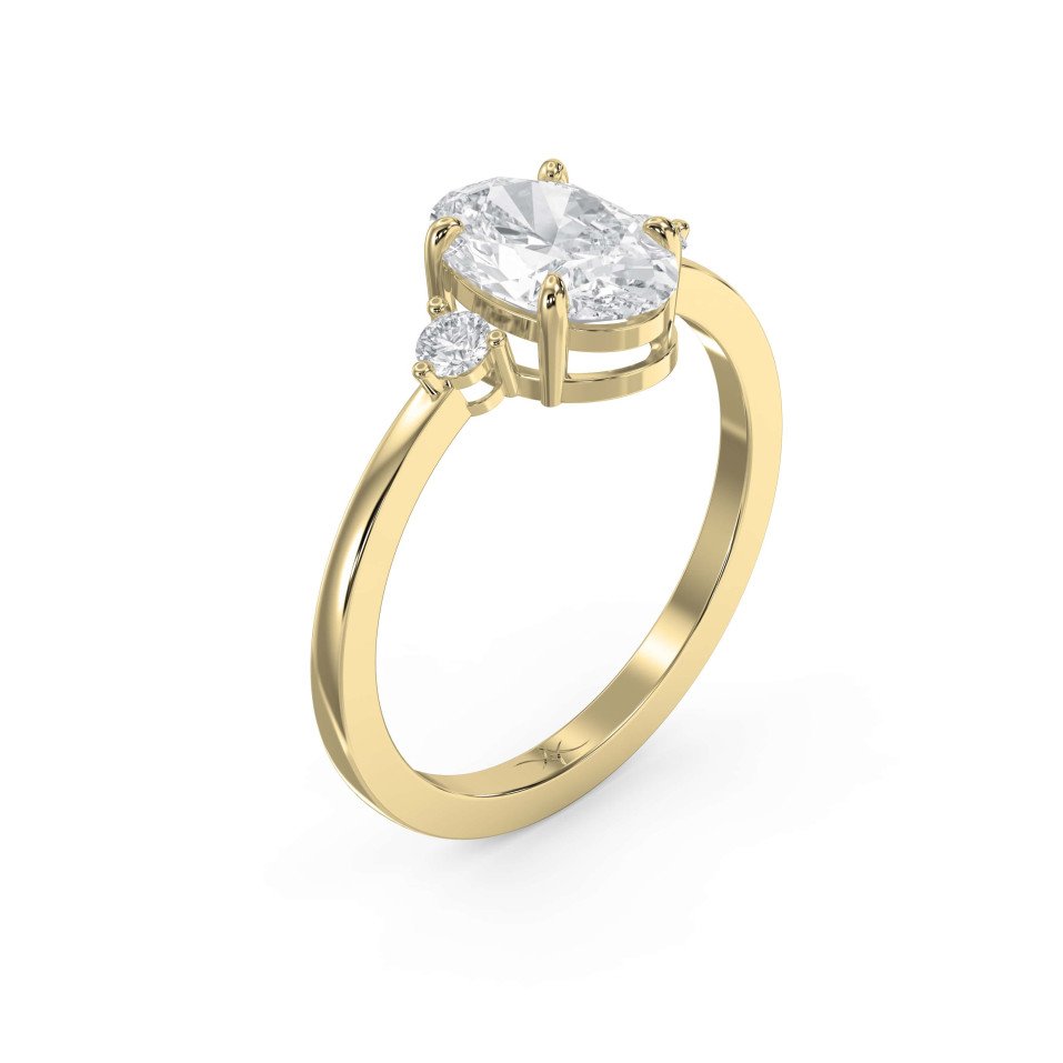 Three-Stone Classic Ring with Custom Center Diamond & Round Brilliant Side Stones