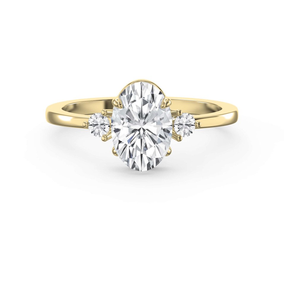 Three-Stone Classic Ring with Custom Center Diamond & Round Brilliant Side Stones