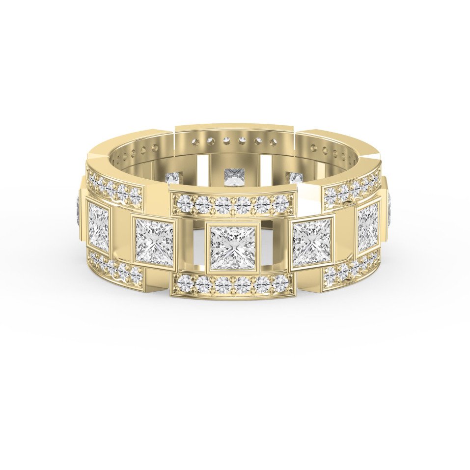 Princess Cut Eternity Ring with Round Diamond Accents – Lab Grown & Natural Diamonds